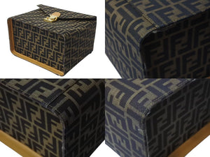 FENDI フェンディ バニティバッグ ショルダーバッグ 2WAY ズッカ柄 キャンバス レザー ブラウン ゴールド金具 美品 中古 4b002554 