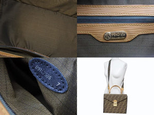 FENDI フェンディ バニティバッグ ショルダーバッグ 2WAY ズッカ柄 キャンバス レザー ブラウン ゴールド金具 美品 中古 4b002554 