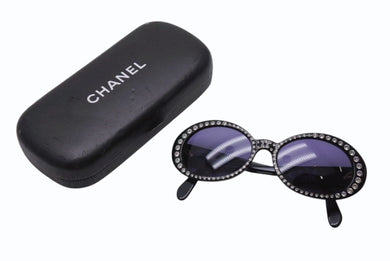 CHANEL シャネル サングラス アイウェア 05256 94305 イタリア製 プラスチック ラインストーン ブラック 美品 中古 4b002555