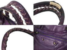 Load image into Gallery viewer, BALENCIAGA バレンシアガ ザシティ ハンドバッグ 132116 パープル レザー アンティークゴールド金具 良品 中古 4b002558