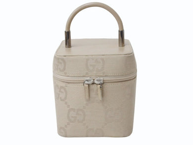 GUCCI グッチ バニティ バック ハンドバック GG柄 GGキャンバス アクセサリーポーチ ベージュ レザー 美品 中古 4b002559