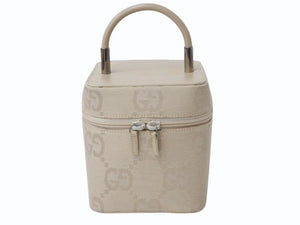 GUCCI グッチ バニティ バック ハンドバック GG柄 GGキャンバス アクセサリーポーチ ベージュ レザー 美品 中古 4b002559