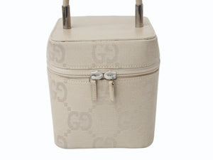 GUCCI グッチ バニティ バック ハンドバック GG柄 GGキャンバス アクセサリーポーチ ベージュ レザー 美品 中古 4b002559