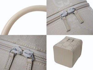 GUCCI グッチ バニティ バック ハンドバック GG柄 GGキャンバス アクセサリーポーチ ベージュ レザー 美品 中古 4b002559