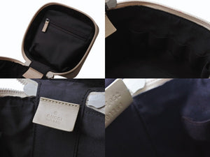 GUCCI グッチ バニティ バック ハンドバック GG柄 GGキャンバス アクセサリーポーチ ベージュ レザー 美品 中古 4b002559