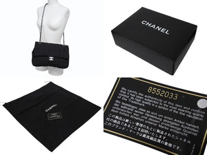 CHANEL シャネル チョコバー チェーンショルダーバッグ マトラッセ 8番台 ターンロック ナイロン ブラック 美品 中古 4b002570