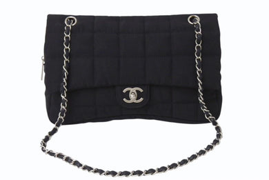 CHANEL シャネル チョコバー チェーンショルダーバッグ マトラッセ 8番台 ターンロック ナイロン ブラック 美品 中古 4b002570