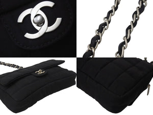CHANEL シャネル チョコバー チェーンショルダーバッグ マトラッセ 8番台 ターンロック ナイロン ブラック 美品 中古 4b002570