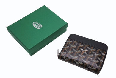 新品未使用 GOYARD ゴヤール マティニョン 二つコインケース MATIGNMINTY01CL01P ゴヤールキャンバス レザー ブラック ブラウン 中古 4b002572