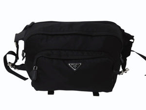 PRADA プラダ テスート モンターニャ ウエストバッグ 2VH021 ナイロン ブラック シルバー金具 美品 中古 4b002573 