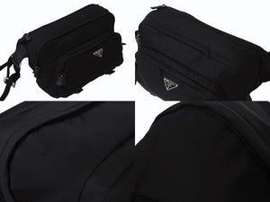PRADA プラダ テスート モンターニャ ウエストバッグ 2VH021 ナイロン ブラック シルバー金具 美品 中古 4b002573 