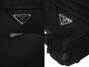 PRADA プラダ テスート モンターニャ ウエストバッグ 2VH021 ナイロン ブラック シルバー金具 美品 中古 4b002573 