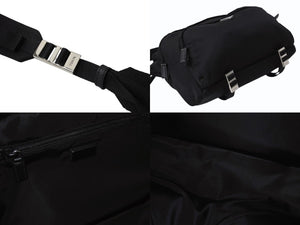 PRADA プラダ テスート モンターニャ ウエストバッグ 2VH021 ナイロン ブラック シルバー金具 美品 中古 4b002573 