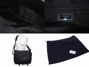 PRADA プラダ テスート モンターニャ ウエストバッグ 2VH021 ナイロン ブラック シルバー金具 美品 中古 4b002573 
