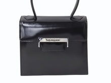 Load image into Gallery viewer, 極美品 YVES SAINT LAURENT イヴサンローラン ハンドバッグ トップハンドル カーフレザー ブラック ロゴ金具 シルバー金具 中古 4b002576