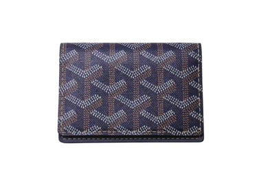 極美品 GOYARD ゴヤール マルゼルブ カードケース ブラウン ネイビー PVC レザー MALESHPMLTY01CL01X 中古 4b002578