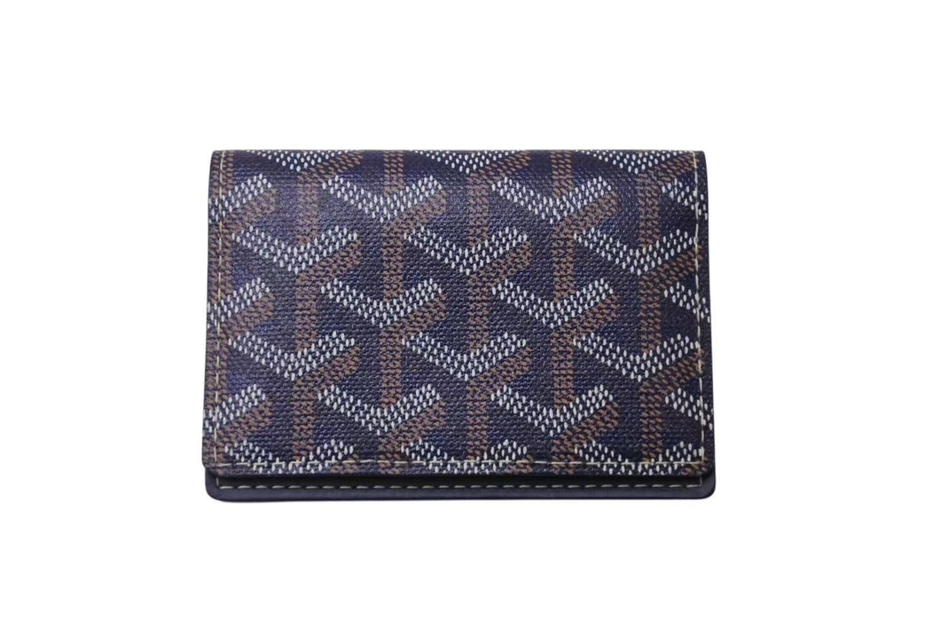 極美品 GOYARD ゴヤール マルゼルブ カードケース ブラウン ネイビー PVC レザー MALESHPMLTY01CL01X 中古 4b002578