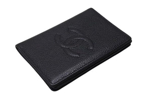 CHANEL シャネル カードケース ココマーク 7番台 フランス製 キャビアスキン ブラック 美品 中古 4b002580
