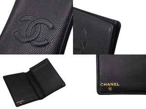 CHANEL シャネル カードケース ココマーク 7番台 フランス製 キャビアスキン ブラック 美品 中古 4b002580