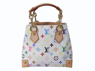 新品同様 LOUIS VUITTON ルイヴィトン オードラ ブロン ハンドバッグ 村上隆 M40047 ゴールド金具 ホワイト マルチカラー 中古 4b002585