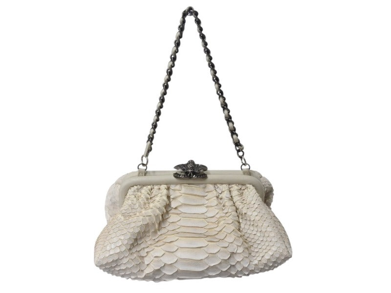極美品 CHANEL シャネル チェーンハンドバッグ 14番台 ココマーク ホワイト系 アンティークシルバー金具 中古 4b002586