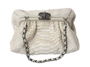 極美品 CHANEL シャネル チェーンハンドバッグ 14番台 ココマーク ホワイト系 アンティークシルバー金具 中古 4b002586