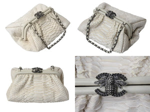 極美品 CHANEL シャネル チェーンハンドバッグ 14番台 ココマーク ホワイト系 アンティークシルバー金具 中古 4b002586