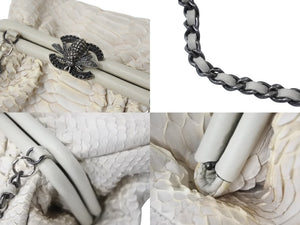 極美品 CHANEL シャネル チェーンハンドバッグ 14番台 ココマーク ホワイト系 アンティークシルバー金具 中古 4b002586