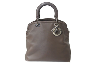 Christian Dior クリスチャンディオール ハンドバッグ ベージュ レザー 05-MA-0123 シルバー金具 美品 中古 4b002587