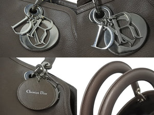 Christian Dior クリスチャンディオール ハンドバッグ ベージュ レザー 05-MA-0123 シルバー金具 美品 中古 4b002587