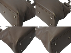 Christian Dior クリスチャンディオール ハンドバッグ ベージュ レザー 05-MA-0123 シルバー金具 美品 中古 4b002587