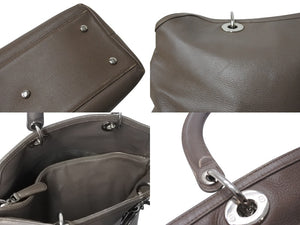 Christian Dior クリスチャンディオール ハンドバッグ ベージュ レザー 05-MA-0123 シルバー金具 美品 中古 4b002587