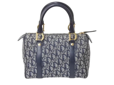 Christian Dior クリスチャンディオール スピーディ 25cm ハンドバッグ トロッター ネイビー ゴールド金具 美品 中古 4b002588