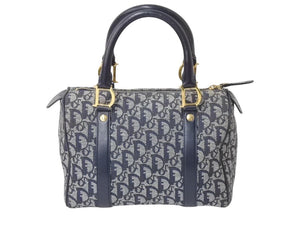Christian Dior クリスチャンディオール スピーディ 25cm ハンドバッグ トロッター ネイビー ゴールド金具 美品 中古 4b002588