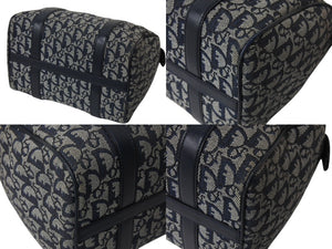 Christian Dior クリスチャンディオール スピーディ 25cm ハンドバッグ トロッター ネイビー ゴールド金具 美品 中古 4b002588