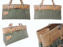 Load image into Gallery viewer, ChristianDior クリスチャンディオール トロッター ハンドバッグ BM0081 コットンキャンバス グリーン ベージュ 美品 中古 4b002589