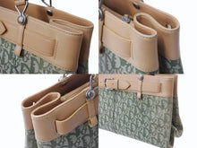 Load image into Gallery viewer, ChristianDior クリスチャンディオール トロッター ハンドバッグ BM0081 コットンキャンバス グリーン ベージュ 美品 中古 4b002589