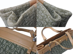 ChristianDior クリスチャンディオール トロッター ハンドバッグ BM0081 コットンキャンバス グリーン ベージュ 美品 中古 4b002589