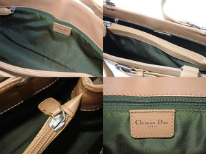 ChristianDior クリスチャンディオール トロッター ハンドバッグ BM0081 コットンキャンバス グリーン ベージュ 美品 中古 4b002589