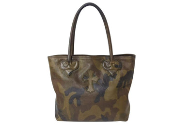CHROME HEARTS クロムハーツ FS TOTE FSトートバッグ CHクロスレザーパッチ レザー シルバー925 カモフラージュ 美品 中古 4b002598 