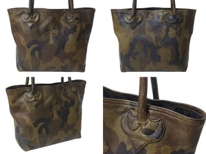 CHROME HEARTS クロムハーツ FS TOTE FSトートバッグ CHクロスレザーパッチ レザー シルバー925 カモフラージュ 美品 中古 4b002598 