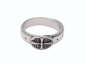 以前同様 CHROME HEARTS クロムハーツ BELTED OVAL RING SML スモールベルト オーバルリング 重量約8.4g サイズ24号 シルバー925 中古 4b002602 