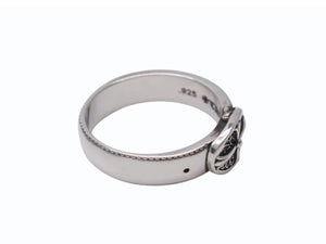 以前同様 CHROME HEARTS クロムハーツ BELTED OVAL RING SML スモールベルト オーバルリング 重量約8.4g サイズ24号 シルバー925 中古 4b002602 