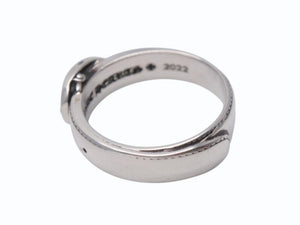 以前同様 CHROME HEARTS クロムハーツ BELTED OVAL RING SML スモールベルト オーバルリング 重量約8.4g サイズ24号 シルバー925 中古 4b002602 