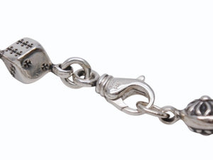 未使用 CHROME HEARTS クロムハーツ ダイス&amp;クロスボール ブレスレット 10リンク 重量約43.4g 全長約23cm シルバ−925 中古 4b002603 