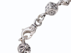 未使用 CHROME HEARTS クロムハーツ ダイス&amp;クロスボール ブレスレット 10リンク 重量約43.4g 全長約23cm シルバ−925 中古 4b002603 