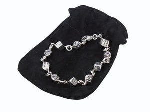 未使用 CHROME HEARTS クロムハーツ ダイス&amp;クロスボール ブレスレット 10リンク 重量約43.4g 全長約23cm シルバ−925 中古 4b002603 