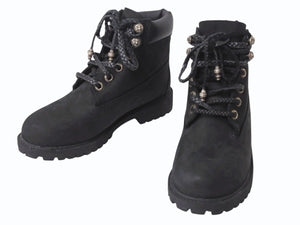 同様品 CHROME HEARTS x Timberland クロムハーツ ティンバーランド 6INCH ヌバックレザー ワークブーツ ブラック サイズUS6.5M 中古 4b002606 