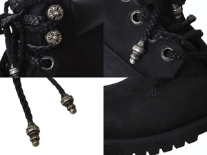 同様品 CHROME HEARTS x Timberland クロムハーツ ティンバーランド 6INCH ヌバックレザー ワークブーツ ブラック サイズUS6.5M 中古 4b002606 