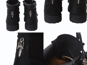 同様品 CHROME HEARTS x Timberland クロムハーツ ティンバーランド 6INCH ヌバックレザー ワークブーツ ブラック サイズUS6.5M 中古 4b002606 